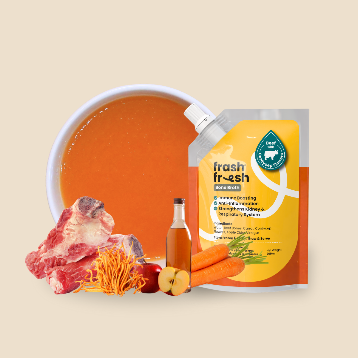 frashfresh Health Broth For Dogs & Cats (Beef with Cordyceps Flowers)