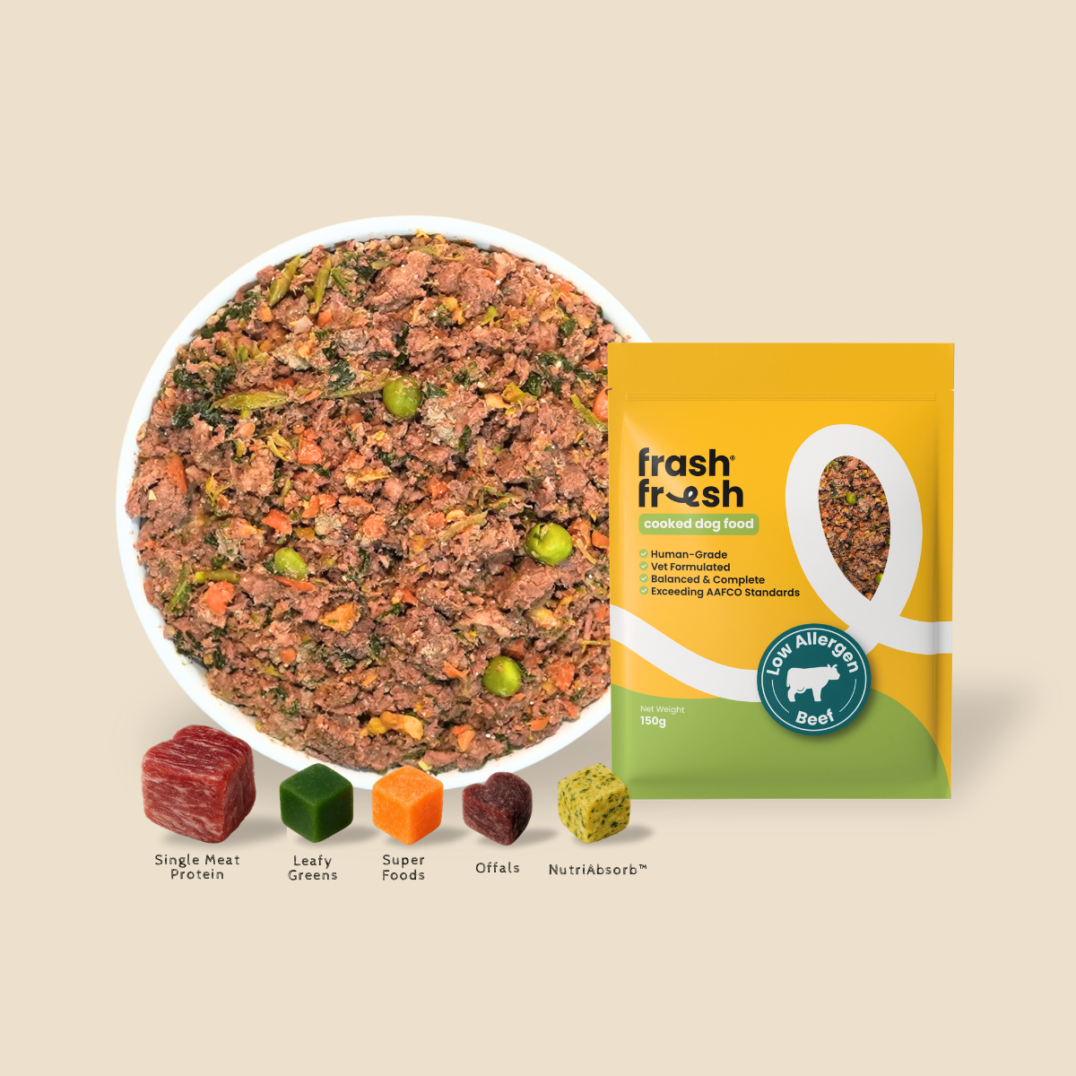 frashfresh Cooked Dog Food with NutriAbsorb™ (Low-Allergen Beef)