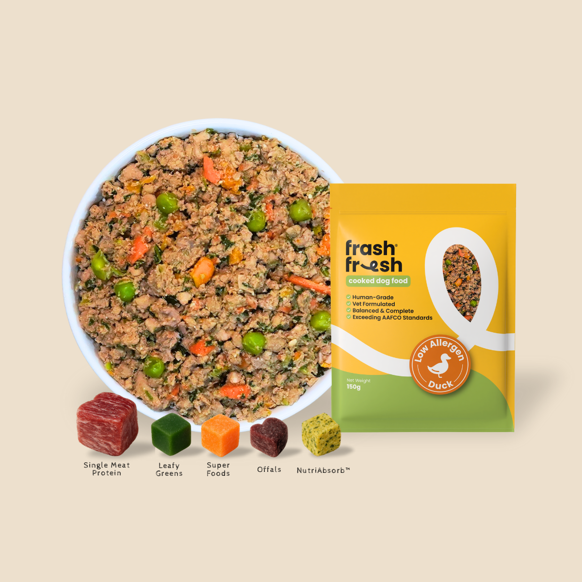 frashfresh Cooked Dog Food with NutriAbsorb™ (Low-Allergen Duck)